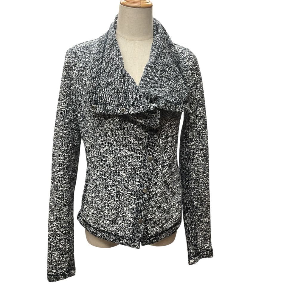 Anthropologie Saturday Sunday Tweed Snap Moto Jacket Marled Gray‎ Size S
